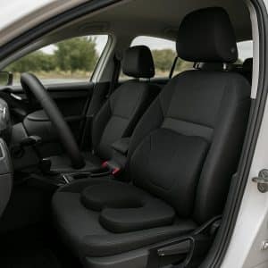 כרית ישיבה אורטופדית למניעת כאבי גב בנסיעות למונית בצבע שחור