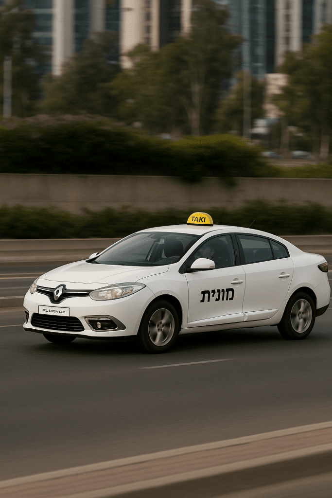 מונית ישראלית נוסעת בכביש