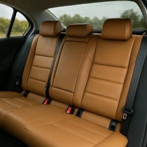 ריפוד עמיד וקל לניקוי למונית מעור בצבע צהוב כהה