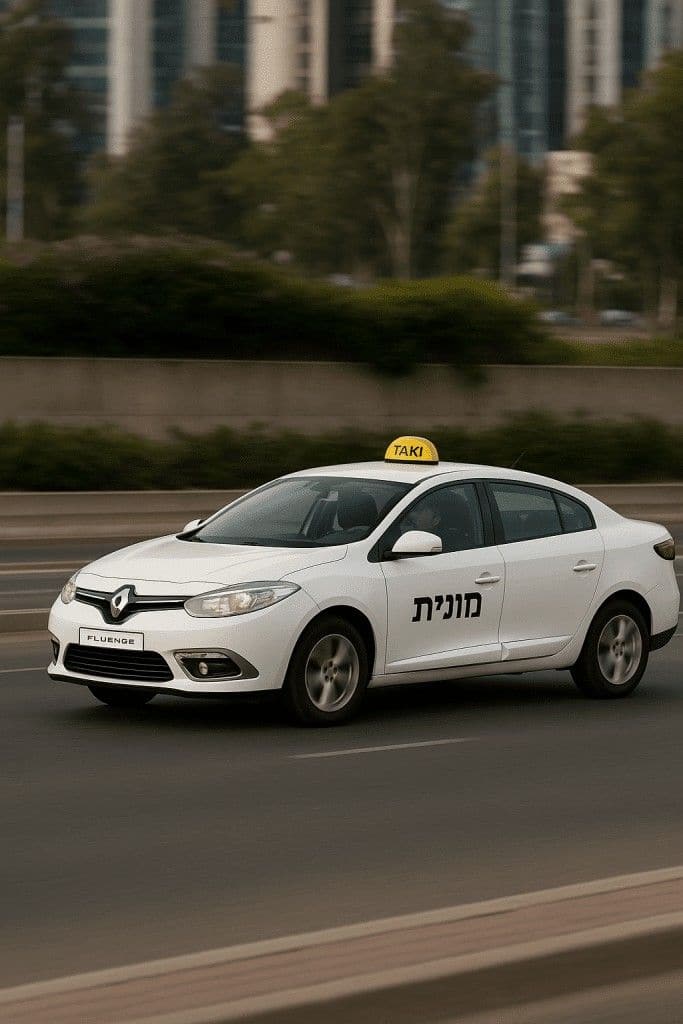 מונית ישראלית נוסעת בכביש